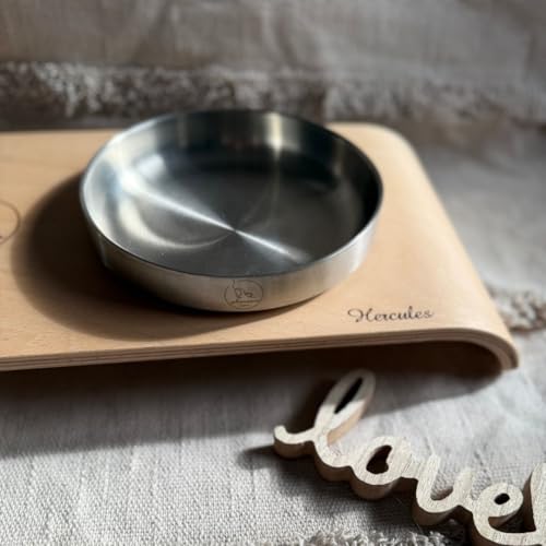 Edelstahl-Futternapf (304) XXL – Extra Flach Modernes Design & schnurrhaarfreundlich - Extrabreit 18cm und Spülmaschinenfest