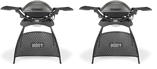 Weber Q2400 BBQ Elettrico con Supporto + ripiani laterali, sup.