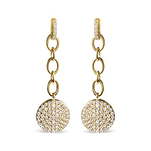 18K Yellow Gold Plated .925 Sterling Silver 1.0 Cttw Diamond Composite Cluster Dangle Chain Earrings (I-J Color, I1-I2 Clarity)
