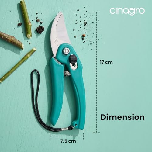 Image of Cinagro Hand Pruner Cutter - 1 Pc, Heavy Duty Gardening Tools Grass Cutter, Plant Cutter for Home Garden, Wood Branch Trimmer, Garden Tools Grass Cutting Accessories (Steel Blades, Assorted)