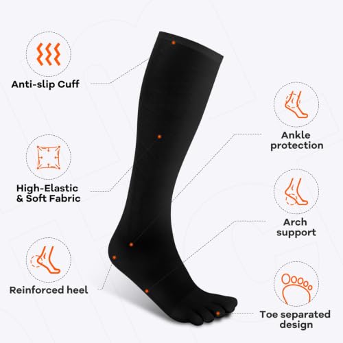 Image of Compression Toe Socks,Women Mens Knee High Toe Socks,Support for Running & Travel