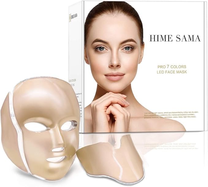 Máscara facial LED HIME SAMA com 7 cores para rosto e pescoço