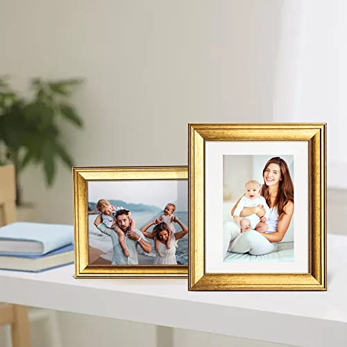 Syntrific 8X10 Gold Picture Frames Set Of 6,Display Pictures 5X7 With Mat Or 8X10 Without Mat,Collage Photo Frames For Tabletop Display And Wall Mounting,Set For Wall Gallery #TOP4