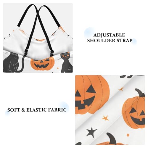 ALAZA Cat Star Pumpkin Halloween Girls One Piece Swimsuit Swimwear Beach Sport Bathing Suit3