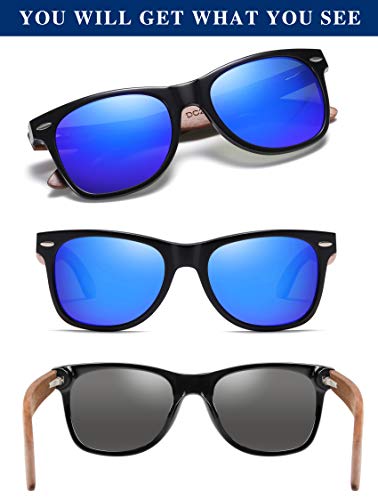 Image of DUCO Polarized Driving Handmade Walnut Wooden 100% UV 400 Protection Sunglasses for Men 2141