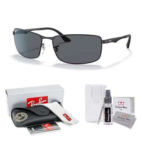 Ray-Ban RB3498 Rectangular Sunglasses For Men +BUNDLE with ACCESSORY EYEWEAR KIT2