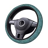 Lukiyys Western Country Cowboy Turquoise Floral Tooled Leather Car Steering Wheel Cover Universal 15 Inch Neoprene Interior Decor Protection Accessories, Black
