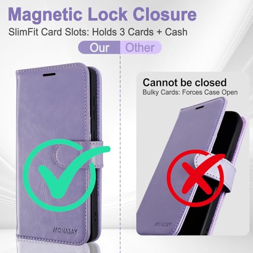 Funda Samsung S26 Plus carcasa tipo libro lavanda 5G con tarjetero protector RFID 6