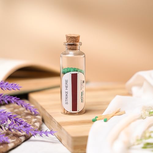 Image of Sage & Herbs 40 Small Matchsticks | Organic Matchsticks | Multipurpose Use | for Home, Temple & Office Use | Long Burn Time | Borosilicated Cork Jar Packing (Green, Small) (Pack of 2)