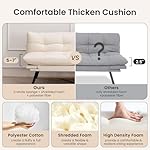 Convertible Futon Sofa Bed, 71" Comfy Loveseat Sleeper Sofa, 7" Thicken Cushion, Comfy Velvet Twin Size Futon Couch Bed for Small Space Bedroom Dorm Office - Image 2