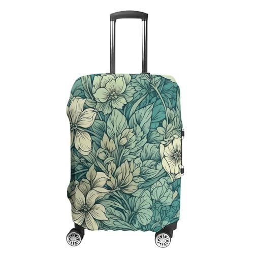 Leaves And Flowers Elastic Luggage Cover Suitcase Protector for 19-32 Inch Suitcases | Universal Stretchable Travel Bag Cover | Anti-Scratch, Washable with Zipper Closure S