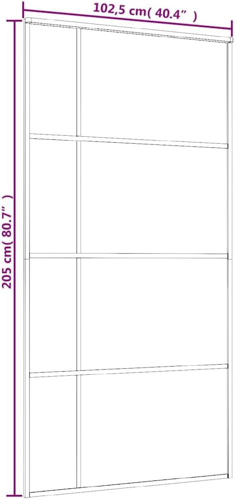 YAFF Sliding Door, Black Aluminum and ESG Safety Glass, 40.4" x 80.7" - Modern Interior Design