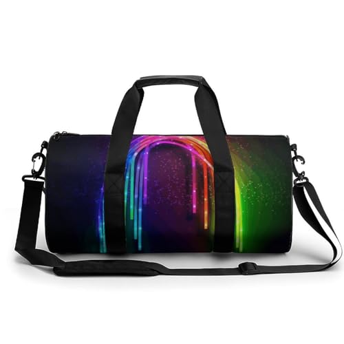 Duffel Bag Rainbow Neon Printed Foldable Gym Bag for Men Women Duffle Bag Lightweight with Inner Pocket for Travel Sports