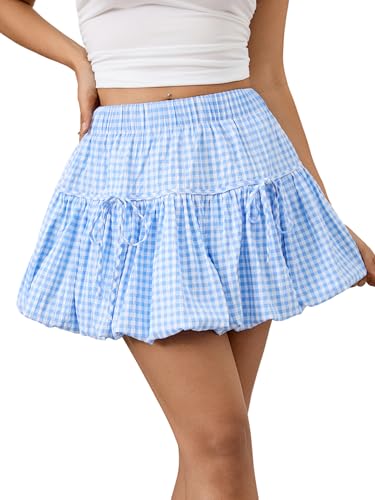 Women's Y2k Bubble Skirt Bow High Waisted A Line Skirts