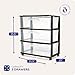 HOMZ Drawer Tower, 3-Tier Wide Clear Plastic Storage Organizer Cart, Black Frame - Organizing Containers with Wheels for Home, Bathroom, Bedroom, Office, and Classroom