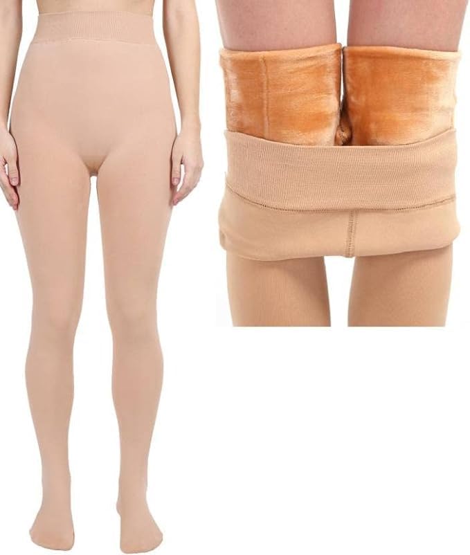 brachy Women's Super Soft Thick Fur Lined Warm Leggings Free Size Fit (26 to 40) BCA_FURLEG0WSOCKS9_Free Size_ Beige-picture-32