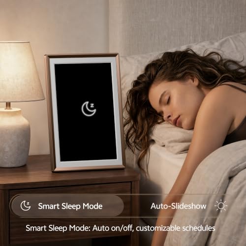 Image of ARZOPA 2K Digital Picture Frame 14 Inch Free Cloud Storage No Subscription QHD Anti-Glare Touchscreen Metal Frame Load Photos Videos from Phone Ideal for Gifting - D14Pro Mocha Brown