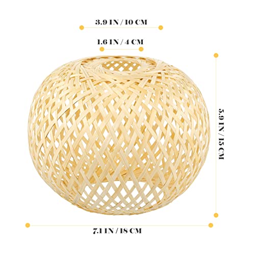 Mobestech Pendant Light Shade, Rattan Basket Chandelier Lamp Shade, Weave Light Bulb Cage Guard, Rustic Hanging Light Fixture For Restaurant Cafe Teahouse Light Yellow #TOP1
