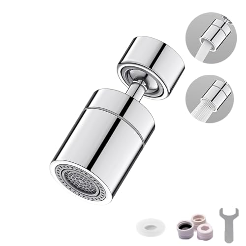 Bornoon 蛇口 シャワー 水道 キッチン 節水 泡沫器 キッチンシャワー 蛇口交換アダプター付 外ネジ/内ネジ対応 【約70%節水・360度全方向回転/2モード切り替え式】キッチン 台所節水 (シルバー)