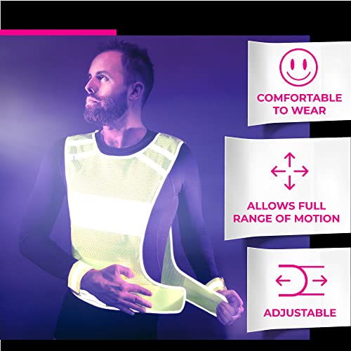 247 Viz Reflective Running Vest For Men & Women, High Visibility Reflector Vest. 2 Bands, Lightweight, Comfy, High Vis Running Gear Reflective Vest Running, Cycling, Bike Vest, Motorcycle Night Safety #TOP2