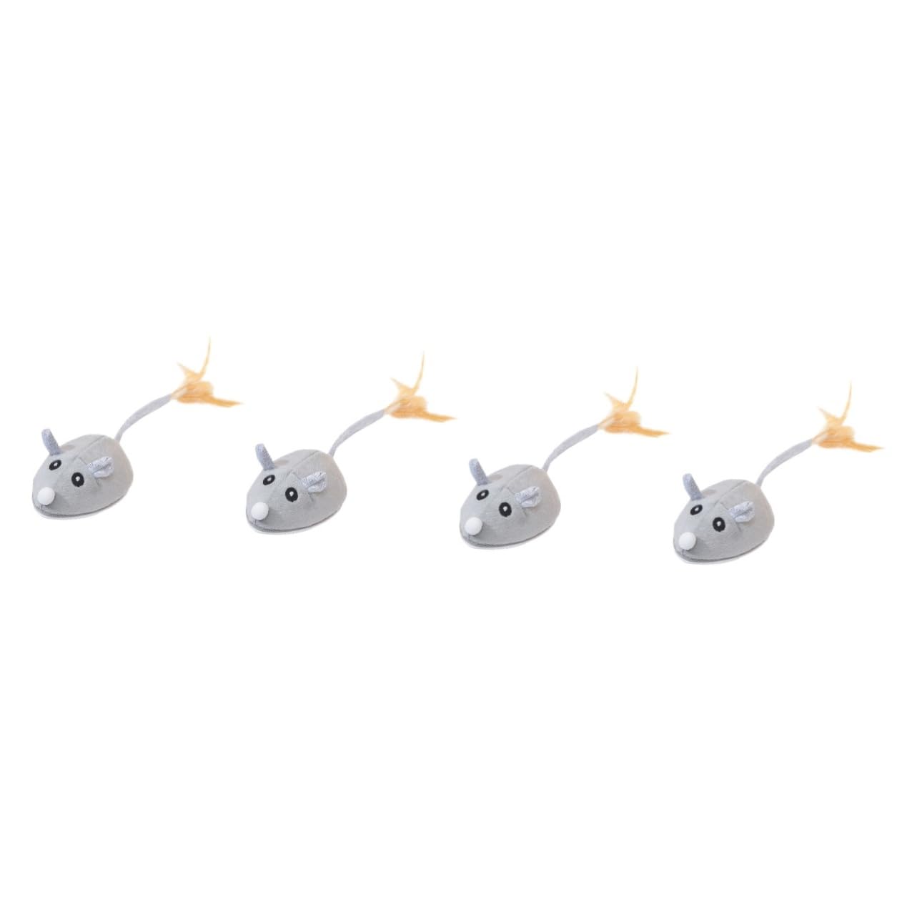 VANZACK 4pièces Souris Électrique Rechargeable pour Chat avec Queue Plumes Jouet Interactif Intérieur pour Les Instincts De Chasse Et Garder Les Chats Actifs