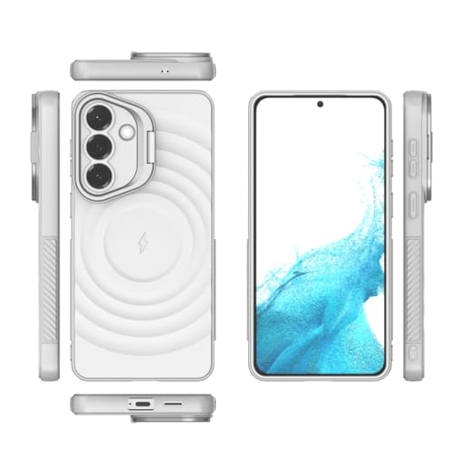 Image of LuxuryKase Shockproof Case for Samsung Galaxy S26 Plus | Ripple Pattern | Camera Protection | Inner Velvet Fabric Lining | Protective Cover with Enhanced Grip & Wireless Charging Support - White
