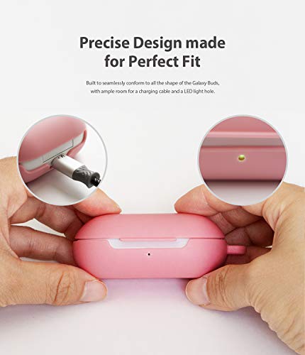 Image of Ringke Galaxy Buds Plus /Galaxy Buds Case - Soft Flexible TPU Case Cover Accessory with Carabiner - Pink