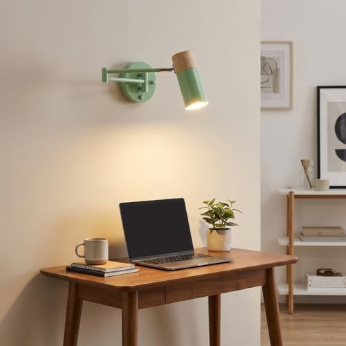 Aplique de pared extensible verde con interruptor integrado y casquillo E27 Alpinaluz 3
