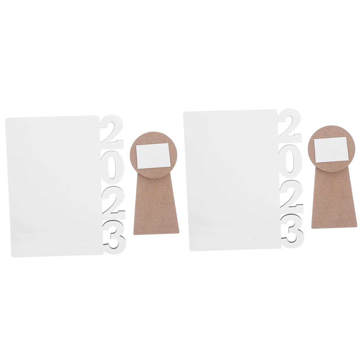 MAGICLULU 5 Sätze Bilderrahmen Bürodeko Büro Dekoration Tischdekoration Photo Frame Bilderreahmen Doppelt Partyzubehör Tür Schule Grad Graduierung Tischverzierung Mdf Weiß 2 Stück * 5