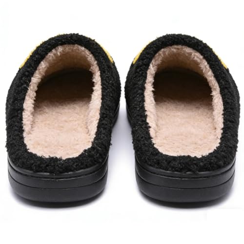 Image of Women's Men's Preppy Happy Face Slippers Comfy Warm Plush Slip-On House Slipper for Winter Indoor Soft Cushion Non-slip Fluffy Slides Slippers