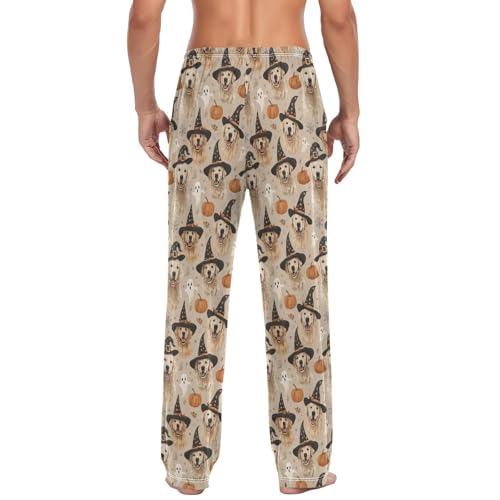 Laprad Men's Pajama Pants Lounge Pjs Bottoms Soft Sleep Pant with Pockets Halloween Golden Retriever Sleep Pant with Pockets3