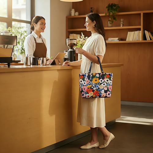 Image of Tote bags for women, tote purse, nylon tote bag, with zipper and pockets, waterproof