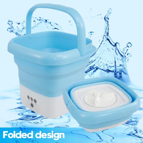 Portable Washing Machine, Mini Folding Washer And Dryer Combo,With Small Foldable Drain Basket For Underwear, Socks, Baby Clothes, Travel, Camping, Rv, Dorm, Apartment (Blue) #TOP5