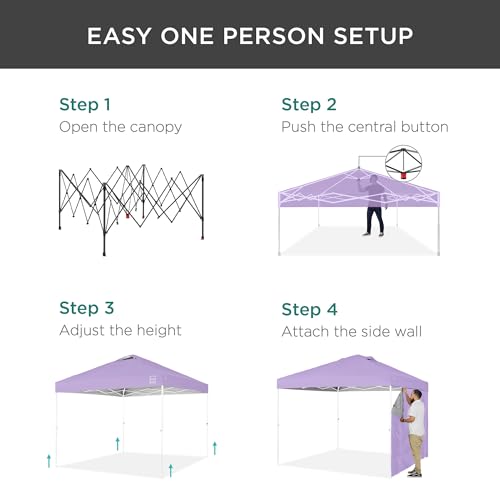 image for Best Choice Products 10x10ft Easy Pop Up Canopy w/Side Wall, 10 Pocket