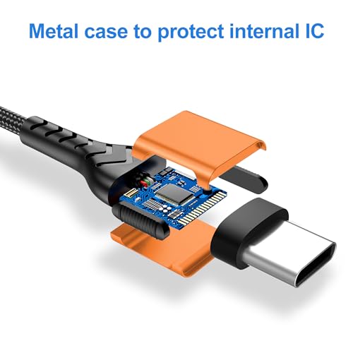 Image of Durcord USB C to USB C Cable, 2Pack 100W 6ft USB C Charger Cable Fast Charging for Android /Phone /Pad, Type C to Type C Charger Braided USB Cable Compatible with iPhone 16 /15 Pro Plus Max Orange