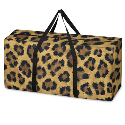 Shoblo Extra Large Moving Bags with Zippers & Carrying Handles Heavy-Duty Storage Tote for Space Saving Leopard Print Style