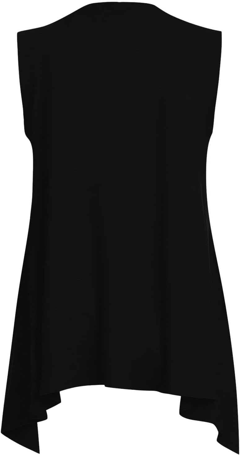 Women's Casual Sleeveless Draped Cardigan– Summer Cover Up Lightweight Open Front Plus Size Irregular Tie Front