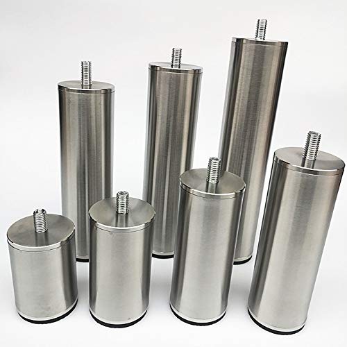 M10 - Patas de acero inoxidable cepillado para muebles, 4 unidades, antideslizantes, de metal, para sofá, cama, cocina y baño, soportes de mesa de vidrio