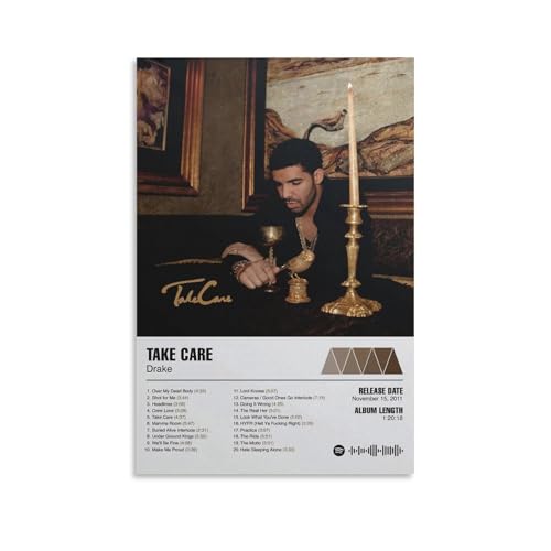 ZANLIART Take Care - Drake Album Cover Canvas Print Music Poster for Room Aesthetic Unframe-style16x24inch(40x60cm)