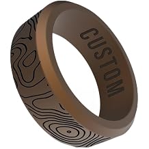 Personalized Topographic Rings Beveled Silicone Ring, Topographical Band, Topo Map Rings