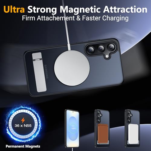 Image of SPIDERCASE Magnetic for Samsung Galaxy S25 Case, [3 Stand Ways][ Military Grade Drop Protection] with Invisible Stand Shockproof Slim Case for Samsung Galaxy S25 6.2 inch, Black
