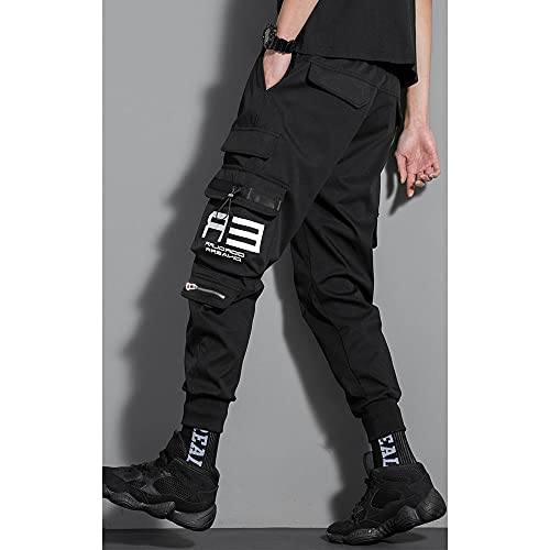 Astellarie Mens Casual Jogger Elastic Waist Pants Streetwear Hip Hop Cargo Pants with Multi Pockets2