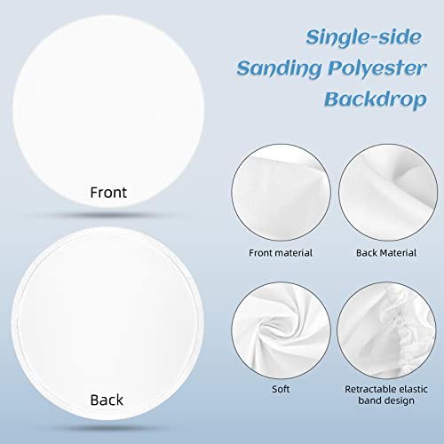 Wenmer White Round Backdrop Cover, 6.5 X 6.5Ft White Circle Backdrop Background Cover, Cotton-Polyester Blended Fabric Photo Backdrop For Photography Banquet Birthday Bridal Shower Party Wedding Decor #TOP3