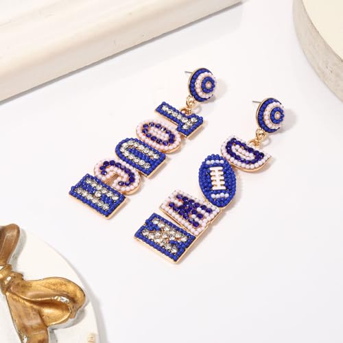 Game Day Earrings for Women BeadedTOUCH DOWN Drop Dangle Earrings Sports FootballAccessories Jewelry Gifts2