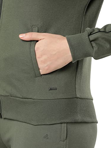 Image of Jockey A111 Women Super Combed Cotton French Terry Drop Shoulder Styled Jacket with Ribbed Cuff and Hem