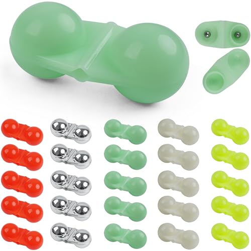 FUSIGO Fishing Double Rattle Beads, 35pcs Catfish Rig Rattles Fishing Attractor Plastic Beads Fishing Bells Accessory Tool Catfish Rattles for Catfish Striper Bass Pompano