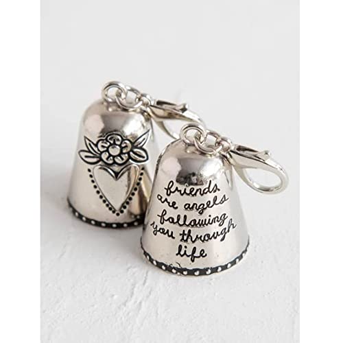 Blessing Bell Friends Are Angels, Angel Blessing Bell Always With You Tiny Silver Bell Decor Peace Sign Guardian Bell Christmas Ornaments Keys Hangings Gift For Friend Or Loved (Friends Are Angels) #TOP3