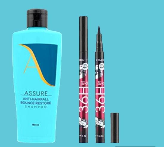 Shiny & Bouncy Hair Assure Shampoo (pack of 2) Get 1pcs 36H Eyeliner Free