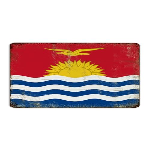 Kiribati Targa in metallo retrò divertente novità cartelli da cucina bandiera della città souvenir decorazione per la casa cartello in alluminio per ingresso dormitorio esterno 15,5 x 30,5 cm