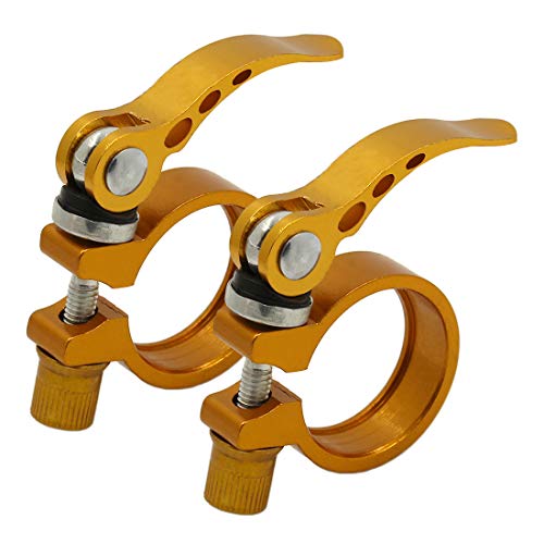 Suiwotin Bike Seat Post Clamp Quick Release Bicycle Seatpost Clamp Aluminium Alloy Seatpost Collar 34.9mm MTB Bike Road Bike Casual Bike Seatpost Clamp (2PCS, Orange)